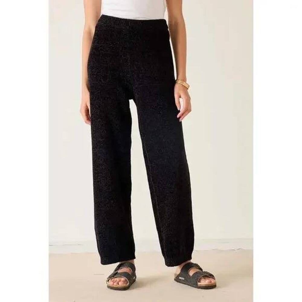 Mersea Eversoft Chenille Pant in Black S NEW Wide Leg Minimalist Quiet Luxury